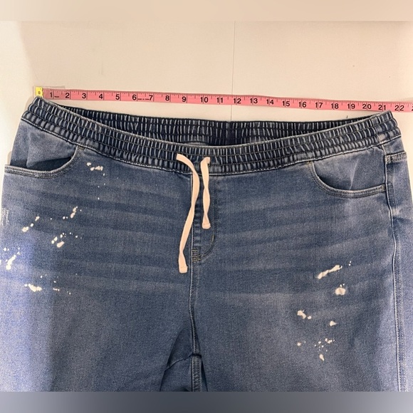 Lane Bryant size 20W pull on splatter straight leg denim jeans - Picture 5 of 7